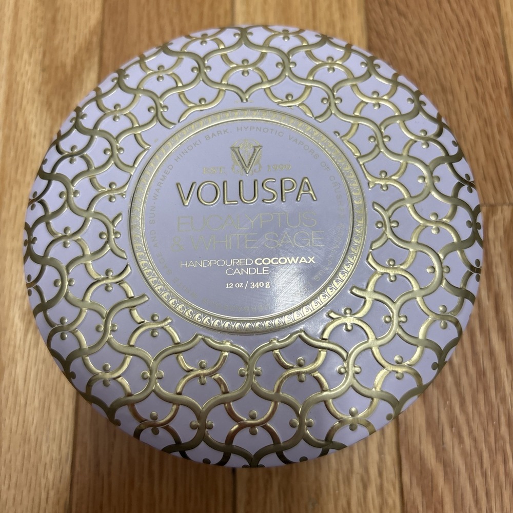 Voluspa 3 Wick Decorative Tin Candle - Eucalyptus & White Sage 340g Home‎ Scent